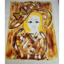 Girl in Hat (Framed Print)